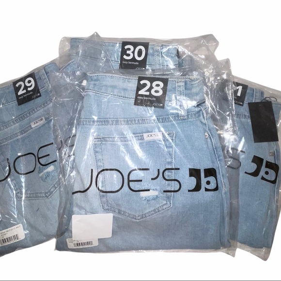 JOES JEAN Shorts Distressed Mid Rise Light Wash Denim Bermuda Length - Picture 4 of 8